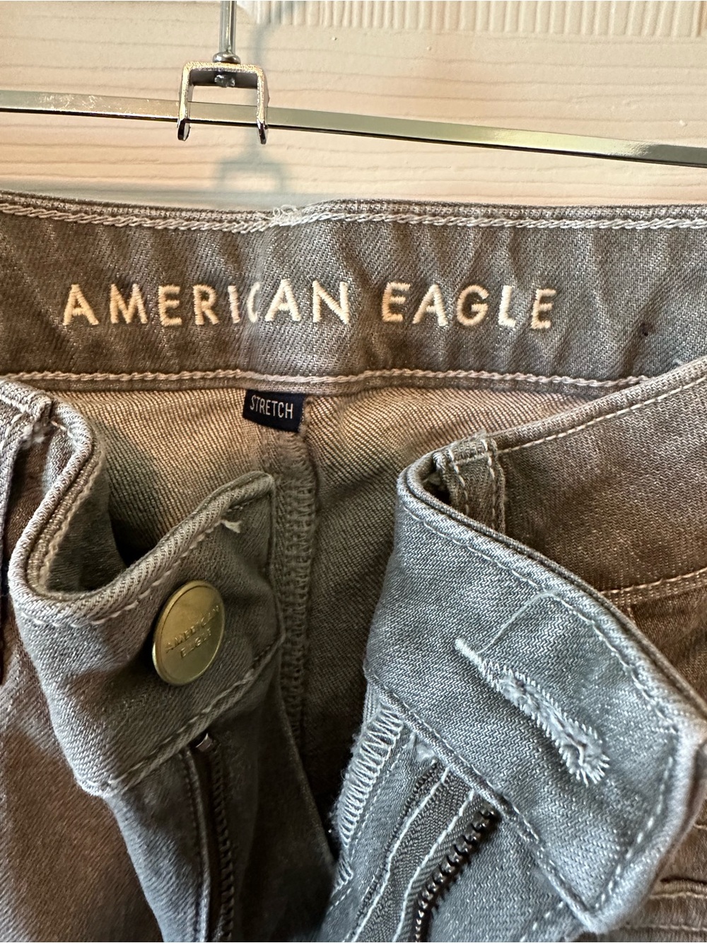 American Eagle Grayish Green Stovepipe Stretch Jeans - Picture 2 of 4